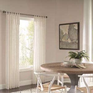 2PK Allen + Roth Harlow Light Filtering 84in Tie Top Panel in Ivory NEW